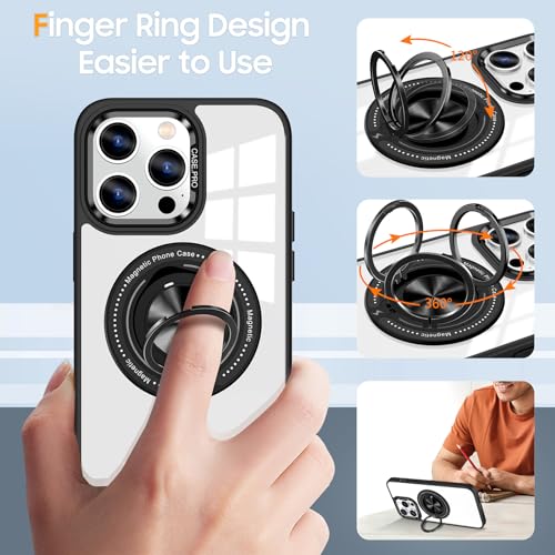 Urarssa Magnetic for iPhone 13 Pro Case with 360° Ring Holder Kickstand [Compatible with MagSafe][2Pcs Screen Protector] Clear Shockproof Drop Protection Phone Case Cover for iPhone 13 Pro, Blue