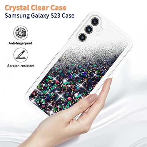 for Samsung Galaxy A14 5G Case Glitter Liquid,Galaxy A14 5G Case Bling Quicksand Sparkle Shockproof Protective Bumper Case for Samsung A14 5G 2023 Cute for Girls Women Men,Black