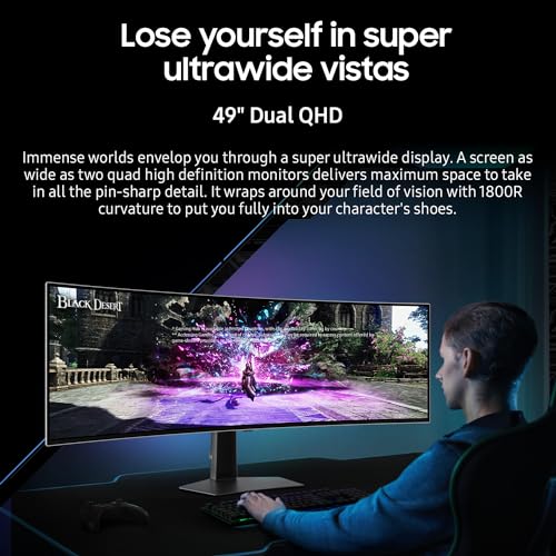 SAMSUNG 49" Odyssey G93SC Series OLED Curved Gaming Monitor, 240Hz, 0.03ms, Dual QHD, DisplayHDR True Black 400, FreeSync Premium Pro, Height Adjustable Stand, LS49CG932SNXZA, 2023