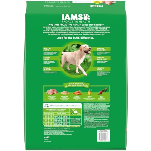 IAMS Proactive Health Large Breed Adult Dry Dog Food with Real Chicken, 15 lb. Bag