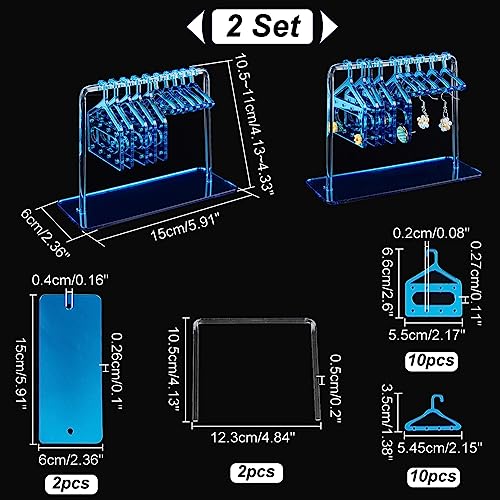PH PandaHall 2 Set Acrylic Earring Holder, Coat Hanger Jewelry Display 60 Holes Dangle Earring Hanging Organizer Ear Studs Display Rack for Retail Show Personal Exhibition, 5.9x2.3x4.1inch