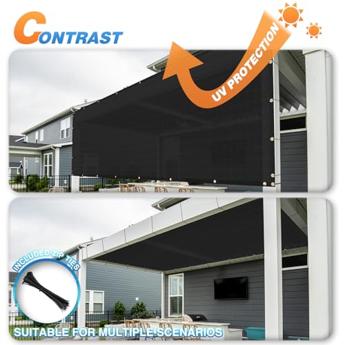 TANG Fence Privacy Screen Black 6 Feet x 118 Feet Outdoor Shade Cloth with Grommets, 150 GSM Temporary Fence Cover with Zipties Mesh Netting Fences Blockage for Backyard Garden Patio Chain Link