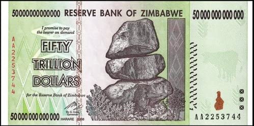 2008 - Reserve Bank of Zimbabwe 50 Trillion Dollar Seller Uncirculated