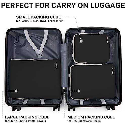 Gonex Compression Packing Cubes, 4pcs Expandable Storage Travel Luggage Bags Organizers (4 PCS White)