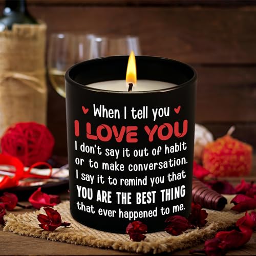 TEEZWONDER Anniversary Wedding Gifts for Men, Women, Couple, Christmas, Valentines Day, Birthday Gifts for Her, Him, Boyfriend, Girlfriend, Husband, Wife, Vanilla Lavender Scented Candle 10oz
