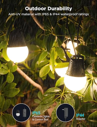 Govee Smart Outdoor String Lights 2, 48ft RGBIC Outdoor Lights with Dimmable Warm White LED Bulbs for Halloween, 47 Scene Modes for Patio, Backyard, IP65 Waterproof, Works with Alexa, App Control