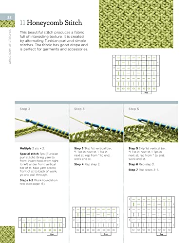 Tunisian Crochet Stitch Dictionary: 150 Essential Stitches with Actual-Size Swatches, Charts, and Step-by-Step Photos (Landauer) Beginner to Advanced Afghan Crocheting Patterns - Knit, Lace, and More