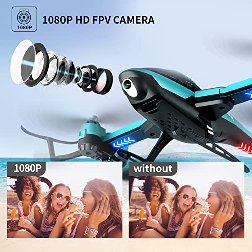 4DRC V10 Foldable Drone with Camera for Adults,1080P FPV WIFI Live Video,RC Helicopte Quadcopter for Beginners Kids,3D Flips, Gestures Selfie, Altitude Hold, Waypoint Fly,2 Batteries