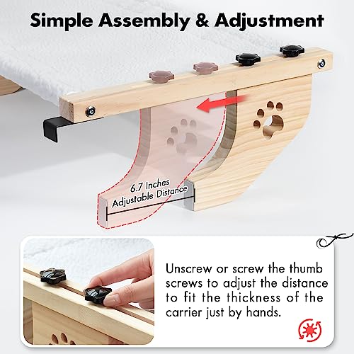 AMOSIJOY Cat Sill Window Perch Sturdy Cat Hammock Window Seat with Wood & Metal Frame for Large Cats, Easy to Adjust Cat Bed for Windowsill, Bedside, Drawer and Cabinet