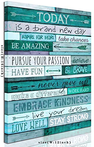 aburaeart Inspirational Wall-Art - Quotes Office Teal Decor For Bedroom - Word Artwork For Home Walls Size 12x16