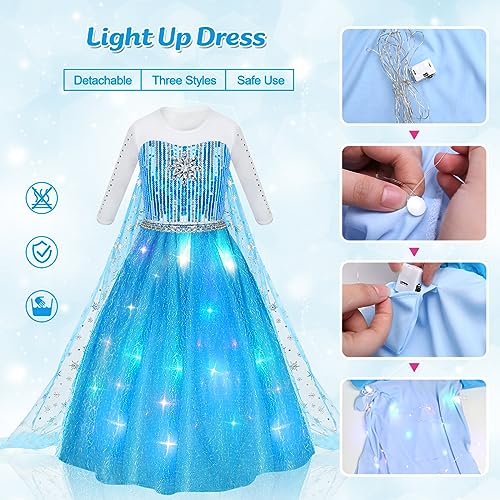 Meland Princess Dresses for Girls - Princess Costume with Long Cape for Cosplay, Dress Up Clothes for Little Girls Age 3,4,5,6,7,8 Year Old(3-4 Years)