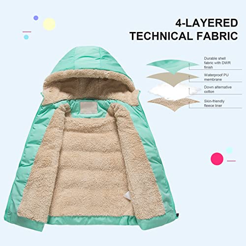 Pursky Girl's Hooded Puffy Soft Fleece Vest Jacket Winter Warm Advernture Waistcoat Sleeveless Hoodie Yellow 6-7
