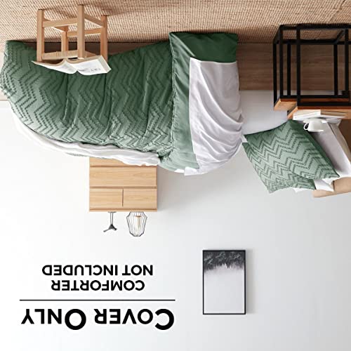 Boho Duvet Cover Queen - Boho Bedding Sets & Collections, Textured Queen Duvet Cover Set, 3 Piece Tufted White Duvet Cover with Zipper Closure, 1 Queen Size Duvet Cover 90x90 Inches and 2 Pillow Shams