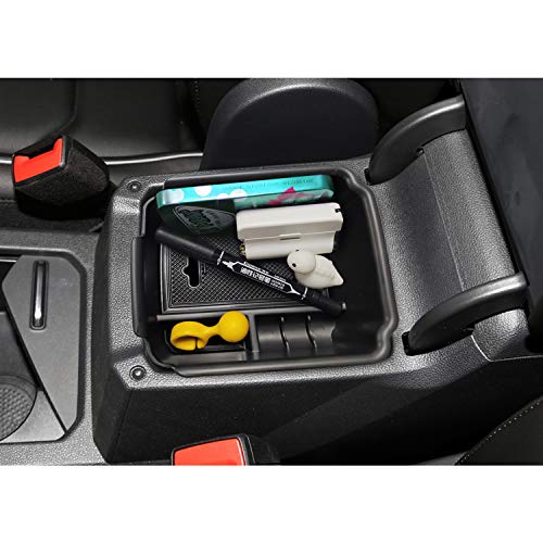 SKTU Center Console Organizer Compatible with 2018-2020 Tiguan Allspace LWB Accessories Insert ABS Black Materials Tray Armrest Secondary Storage Box