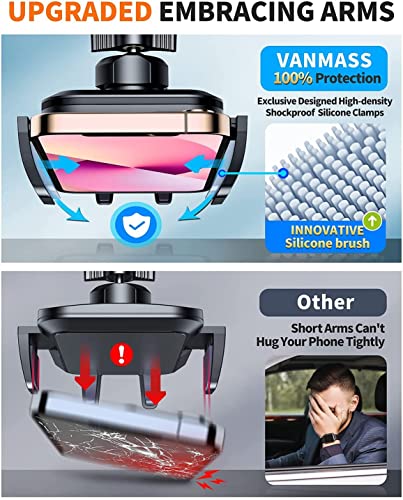 VANMASS 2024 Upgrade [Top Military-Grade] Car Phone Holder, [Newest & Strongest Suction] Cell Phone Car Mount Windshield Dashboard Vent Truck Stand Cradle for iPhone 15 Pro Max 14 13 12 Android