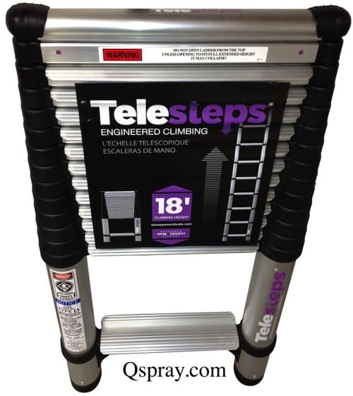 Telesteps 1800EP Automatic Telescoping Ladder, Patented One-Touch Release, OSHA Compliant, 14.5 ft Extended Height, Up to 18 ft Reach, Wide Pro Step, Telescoping Extension Ladder