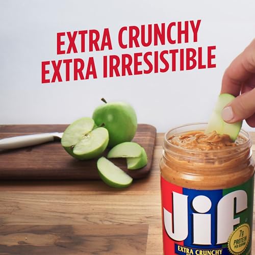 Jif Extra Crunchy Peanut Butter, 40 Ounces, 7g (7% DV) of Protein per Serving, Packed with Peanuts for Extra Crunch, No Stir Peanut Butter