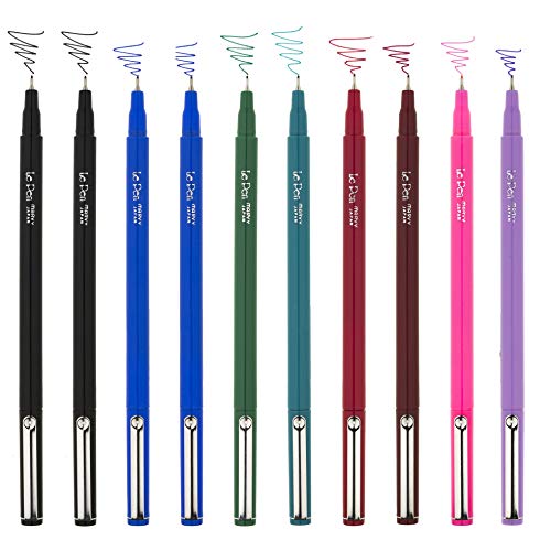 Uchida LePen Porous Point Pen, 10 Count (Pack of 1), Black, Blue, Red, Green, Pink, Lavender, Burgundy