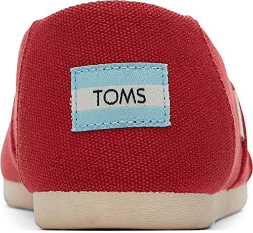 TOMS Women's Alpargata Recycled Cotton Canvas Loafer Flat, Red, 5