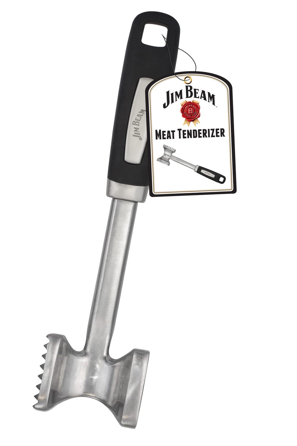 Jim Beam Heavy Duty Construction Meat Tenderizer with Soft Grip Handle, Medium, zinc