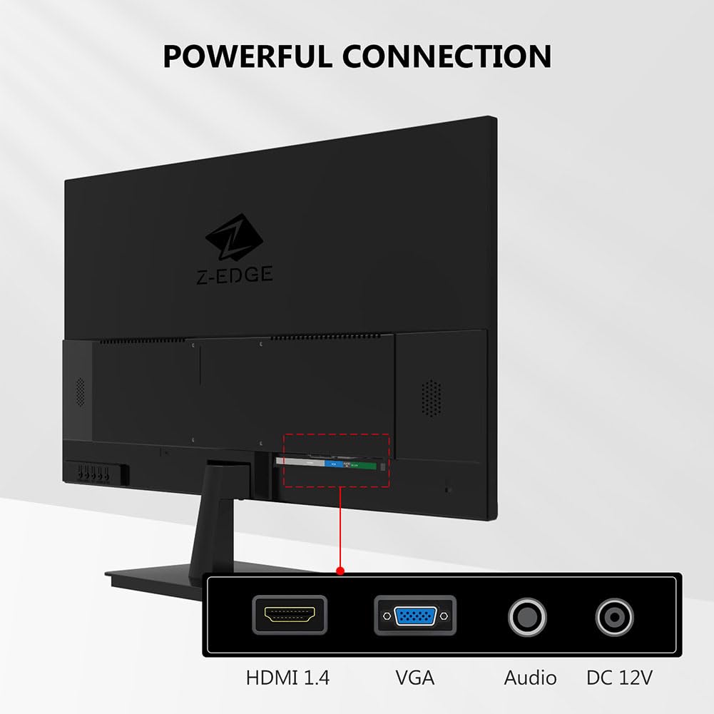 24 inch Monitor, Z-Edge Computer Monitor, Full HD 1920 x 1080p IPS Display 75Hz PC Monitor with HDMI, VGA, Frameless, U24I Anti-Glare Screen