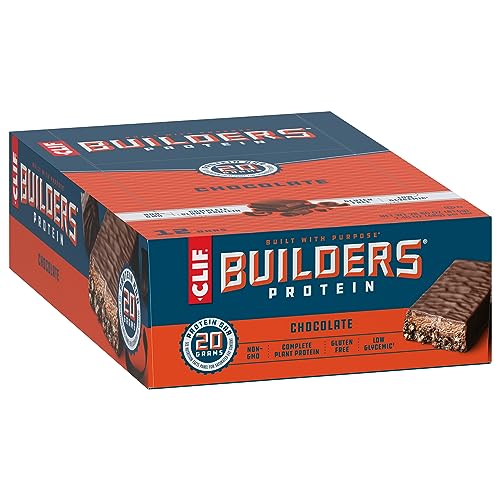 CLIF Builders - Chocolate Flavor - Protein Bars - Gluten-Free - Non-GMO - Low Glycemic - 20g Protein - 2.4 oz. (12 Count)