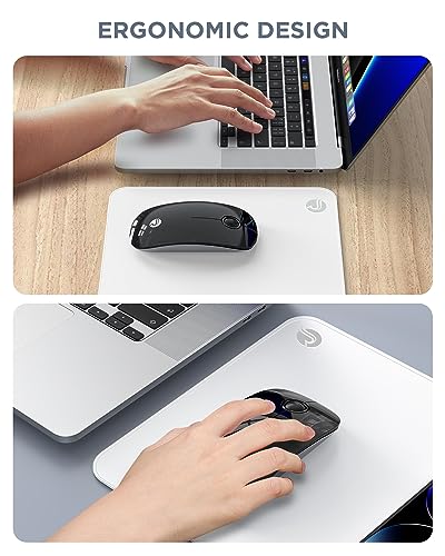 RAPIQUE Bluetooth Wireless Mouse - (BT5.1+USB) Slim Dual Mode Computer Mice with Quiet Click, Low Power, and 1600 DPI, Portable Mouse for MacBook, Laptop, iPad Pro/Air, Surface Pro (Black)