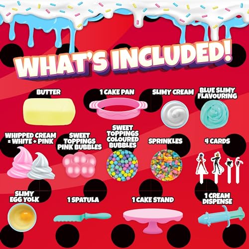 Miraculous Ladybug - Sprinkles n' Slimy Birthday Cake Creations - Slime Kit for Girls and Boys, Role Play Toys for Kids with Cake Stand, Light Clay, Toppings, Decorations and Cooking Tools (Wyncor)