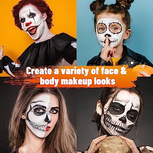 BOBISUKA Halloween Black and White Face Body Paint Oil Based Face Painting Kit for Adult Non Toxic Large Capacity Facepaint for Cosplay Clown Skeleton Vampire Special Effects Makeup