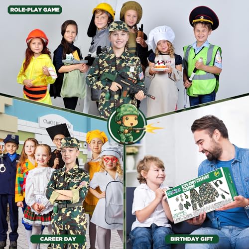 GIFTINBOX Kids Army Costume For Boys Military Soldier Costume with Army Toys,Dress Up Boys Costume Halloween Costumes for Kids Boys 3-4…