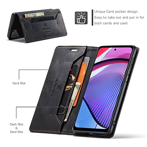 HAII Case for Moto G Power 5G 2023 Case,PU Leather Folio Flip Wallet Case with [RFID Blocking] Card Holster Kickstand Magnetic Closure Shockproof Phone Cover for Motorola Moto G Power 5G 2023 (Red)