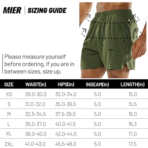 MIER Men's Running Athletic Shorts 5 Inch Inseam with Pockets Quick Dry Gym Fitness Workout Shorts, Moss Green, S