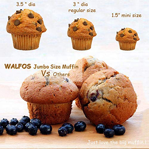 Walfos Silicone Texas Muffin Pan - 6 Cup Jumbo Silicone Cupcake Pan, Non-Stick Silicone, Just PoP Out! Perfect for Egg Muffin, Big Cupcake - BPA Free and Dishwasher Safe