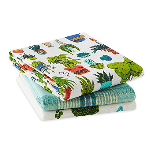 DII You Grow Girl Collection Decorative, Machine Washable Kitchen, Dishtowel Set, 18x28, Fancy Plants, 3 Piece