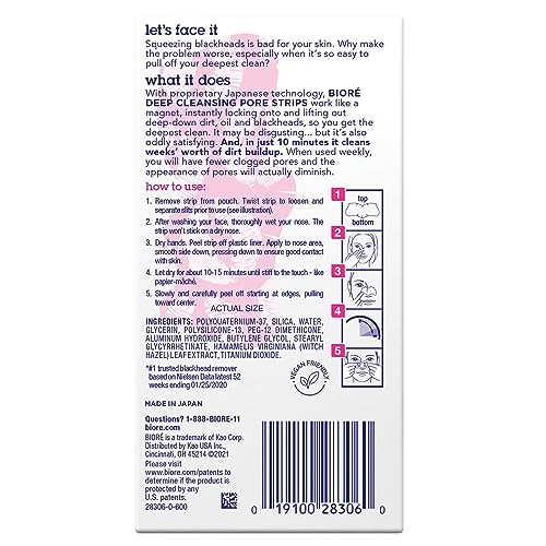 Bioré Kiss Designer Pore Strips, Nose Strips for Blackhead Removal, with Instant Pore Unclogging, 3 Count (Pack of 12)
