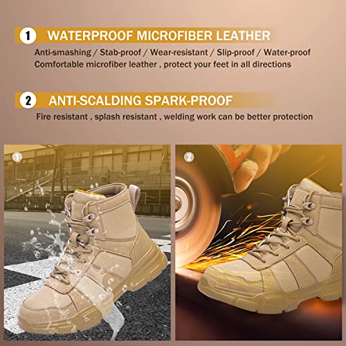 ARCHINSERT Safety Shoes for Men Women Outdoor Protection Steel Toe Shoes Waterproof Non Slip Resistance Construction Boots