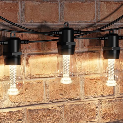 JACKYLED Upgraded 27FT Outdoor String Lights,Patio Lights Plug-in Waterproof LED String Lights for Outside, End-to-End Connectable 12 Bulbs 2 Fuses, Commercial Hanging Lights for Yard