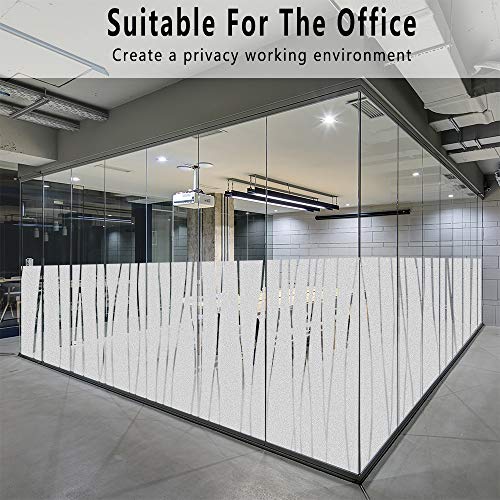 Finnez Window Film Privacy and Light Protection Sticker Film Frosted Look Static Cling for Home Office (11.8'' x 78.7'' Irregular Stripe)