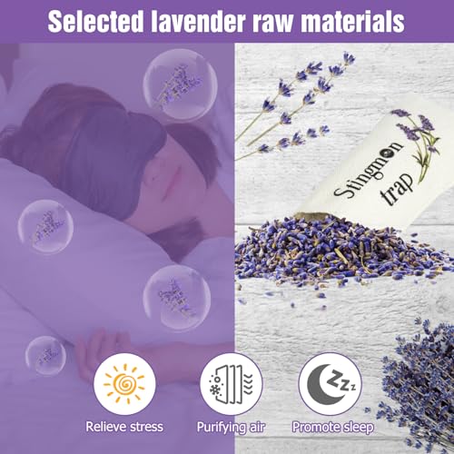 Stingmon Lavender Sachet and Cedar Bags for Clothes Storage, Cedar Chips for Closets and Drawers, Lavender Sachet Bags Protect Clothing Drawer Freshener, Moth Trap Protection