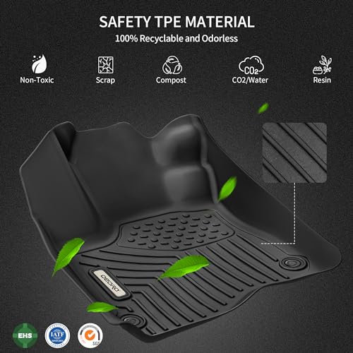 OEDRO Floor Mats Fit for 2016-2022 Honda Pilot,TPE All Weather Protection Pilot Car Mats Includes 1st and 2nd Row: Front, Rear, Full Set Liners, Black