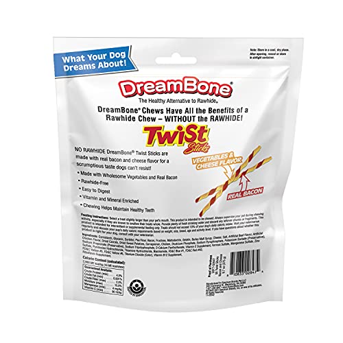 DreamBone Twist Sticks With Real Bacon And Cheese Flavor, Rawhide-Free Chews For Dogs, 50 Count (Pack of 1)