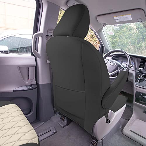 FH Group Custom Fit Car Seat Covers for 2011-2020 Toyota Sienna 7 Passenger, Car Seat Cover 2nd Row, Automotive Seat Covers in Beige Neoprene, Waterproof and Washable Seat Covers