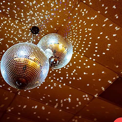 Large Disco Ball Decorations, 70's 80's 90's Silver Rotating Glass Mirror Ball with Hanging Ring, for Party Birthday Wedding Home Business Events (12 INCH)