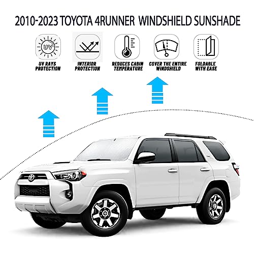 D-Lumina Windshield Sun Shade for 2010-2023 Toyo-ta 4Runner Accessories, Foldable Front Window Sunshade Sun Visor Protector Block UV Rays Heat, Upgraded 3 Layers 240T Material