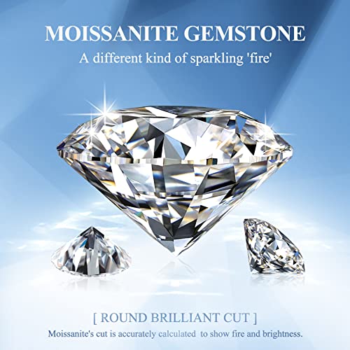 0.3CT-10CT Moissanite Loose Stones D Colorless VVS1 Clarity Round Brilliant Cut Lab Created Simulated Diamond Gemstones for Ring Earrings Pendant Bracelets Jewelry Making Gifts with GRA Certificate,