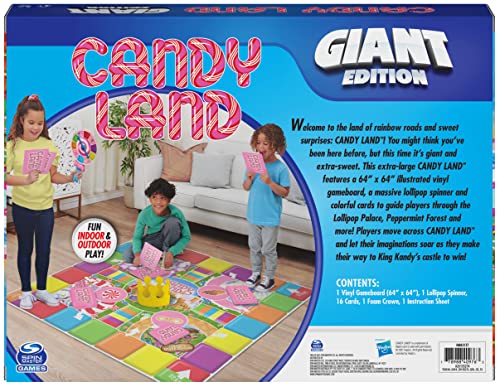 Giant Candy Land Game for Kids Party Board Game Indoor/Outdoor with Oversized Gameboard Summer Toy for Preschoolers, Kids, & Families Ages 4 and up