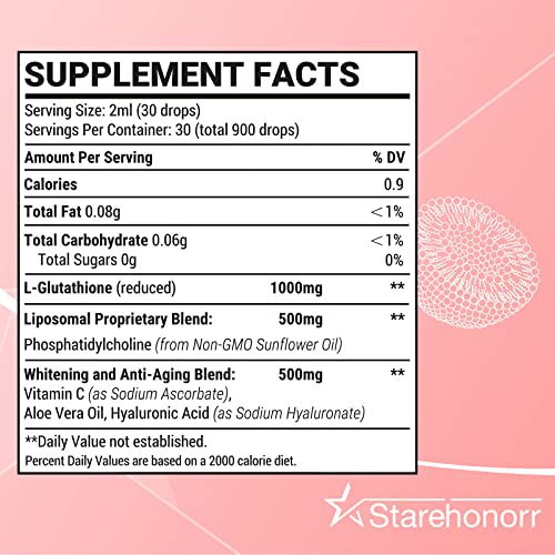 Starehonorr Liposomal Glutathione Liquid 1500 mg, Reduced Glutathione, 2.02 oz