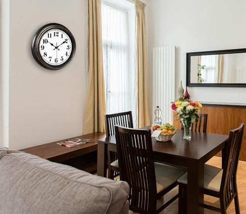 45MinST 20 Inches Retro Round Large Wall Clocks, Silent Non Ticking Battery Operated Movement Easy to Read Wall Clock with Arabic Numerals