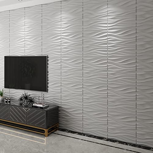 Art3d Textures 3D Wall Panels White Diamond Design for Interior Wall Decor Pack of 12 Tiles 32 Sq Ft (PVC)