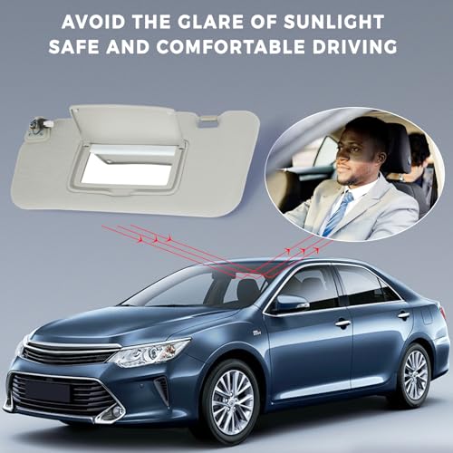 SCITOO Gray Left Driver Side Sun Visor Assembly fit for 2009 2010 2011 2012 2013 2014 for Nissan Murano with Sunroof